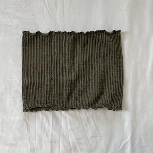 Green cropped tube top